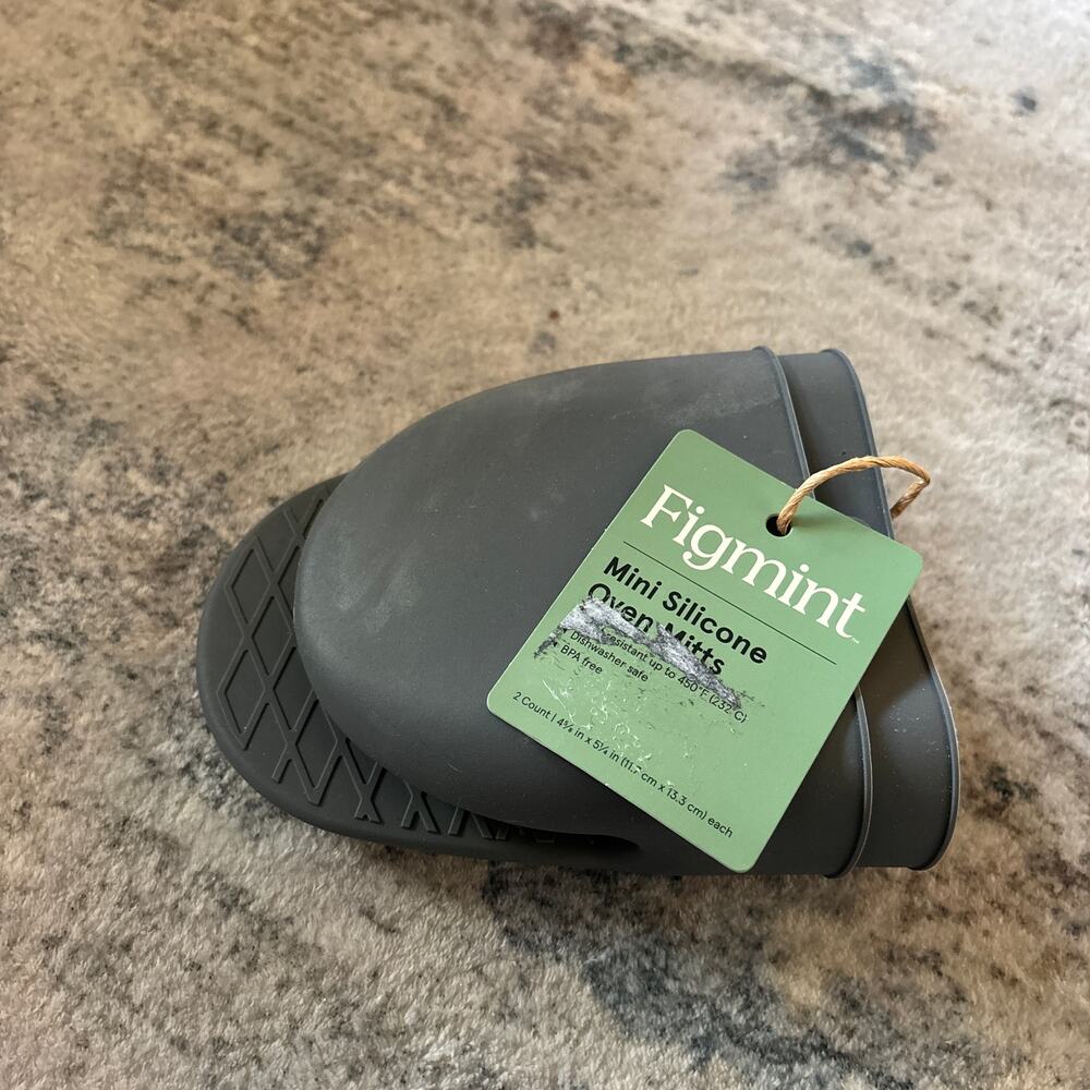 Figmint Mini Silicone Oven Mitts‎ Gray Kitchen NEW 2 Count